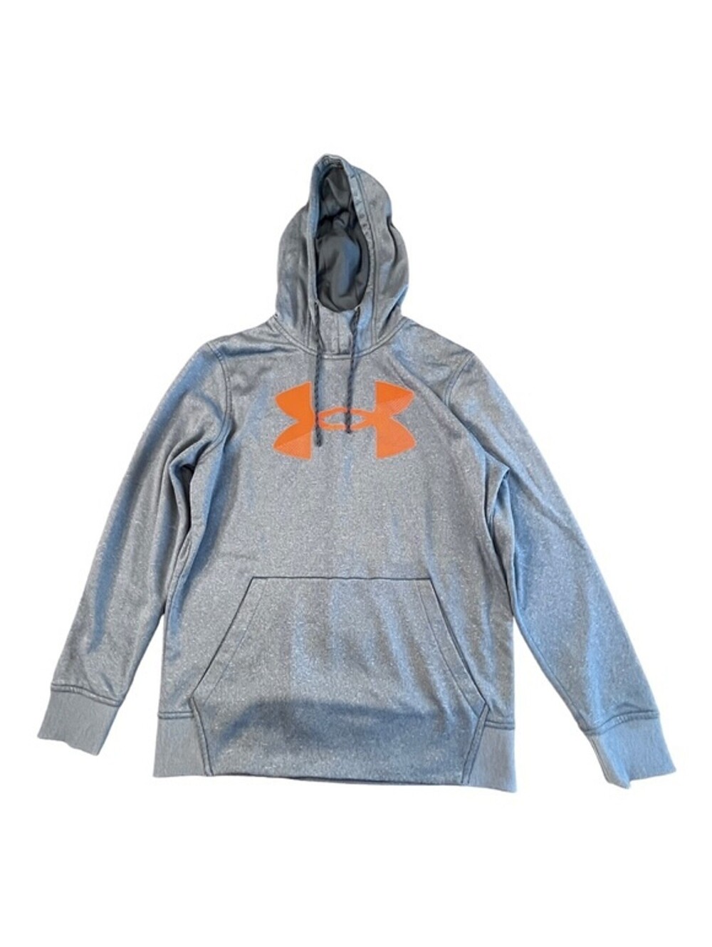 Under Armour Dri Fit Loose Fit Orange Logo Grey Hoodie Size S